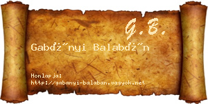 Gabányi Balabán névjegykártya